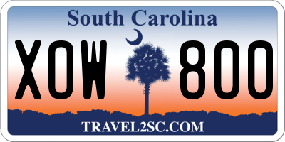 SC license plate XOW800