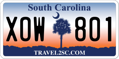 SC license plate XOW801