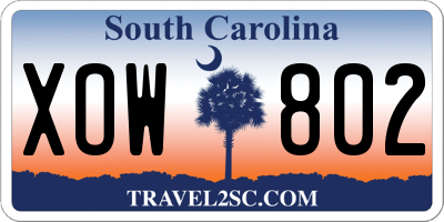 SC license plate XOW802