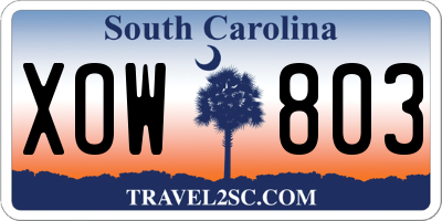 SC license plate XOW803