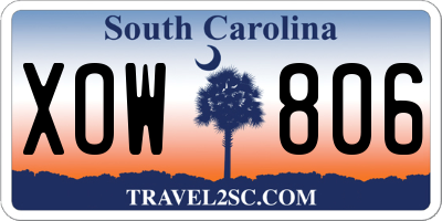 SC license plate XOW806