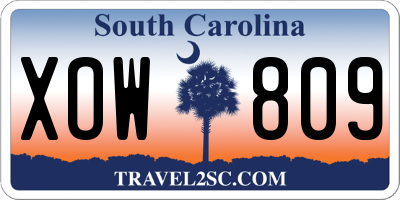 SC license plate XOW809