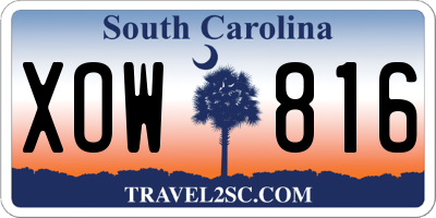SC license plate XOW816