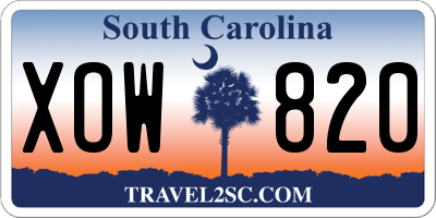 SC license plate XOW820