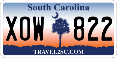 SC license plate XOW822