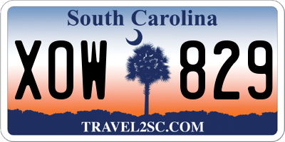 SC license plate XOW829