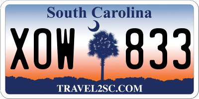 SC license plate XOW833