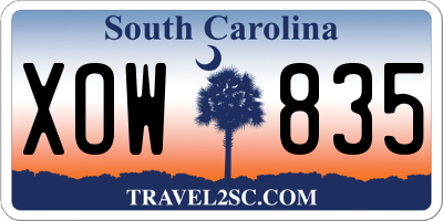 SC license plate XOW835