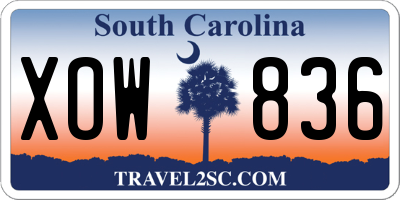 SC license plate XOW836