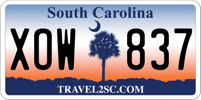 SC license plate XOW837