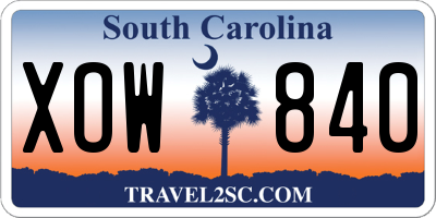 SC license plate XOW840