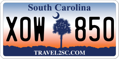 SC license plate XOW850