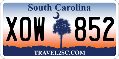 SC license plate XOW852