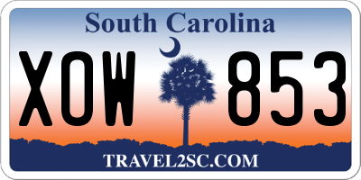SC license plate XOW853