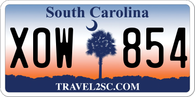SC license plate XOW854