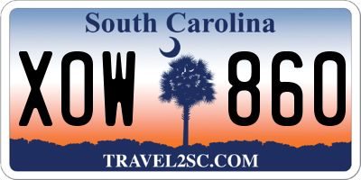 SC license plate XOW860