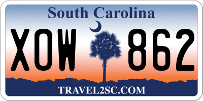 SC license plate XOW862