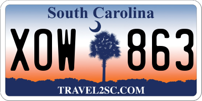 SC license plate XOW863