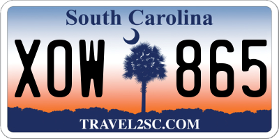 SC license plate XOW865
