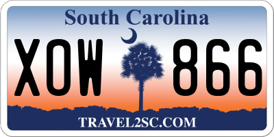 SC license plate XOW866