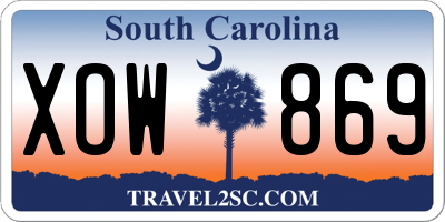SC license plate XOW869
