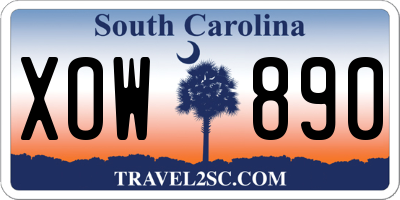 SC license plate XOW890