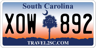 SC license plate XOW892
