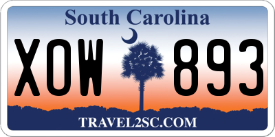SC license plate XOW893