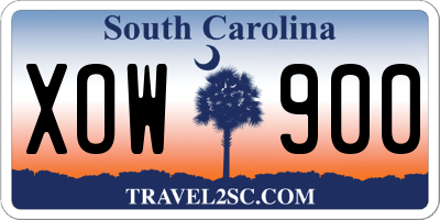 SC license plate XOW900