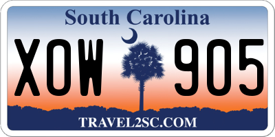 SC license plate XOW905