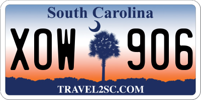 SC license plate XOW906