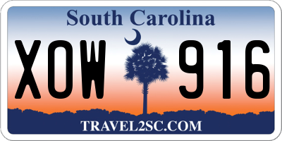 SC license plate XOW916