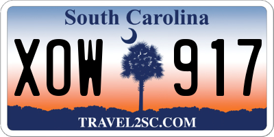 SC license plate XOW917
