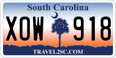SC license plate XOW918