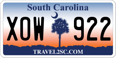 SC license plate XOW922