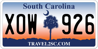 SC license plate XOW926