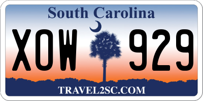 SC license plate XOW929
