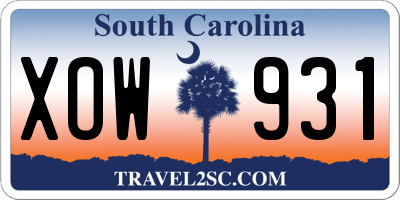 SC license plate XOW931