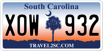 SC license plate XOW932