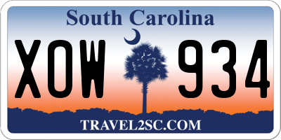 SC license plate XOW934