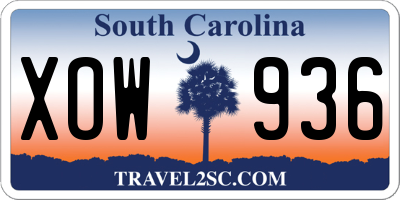 SC license plate XOW936