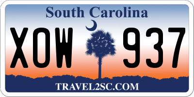 SC license plate XOW937