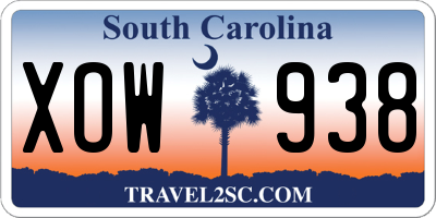 SC license plate XOW938