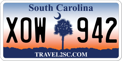 SC license plate XOW942