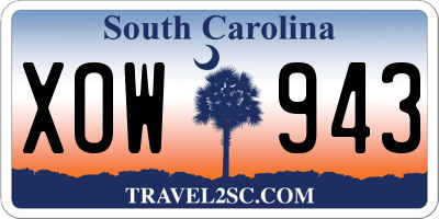 SC license plate XOW943