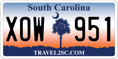 SC license plate XOW951