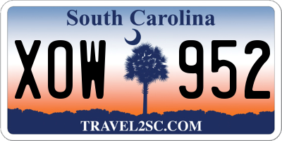 SC license plate XOW952