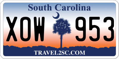 SC license plate XOW953