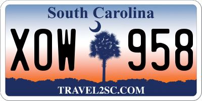 SC license plate XOW958