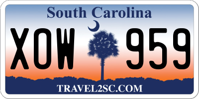 SC license plate XOW959
